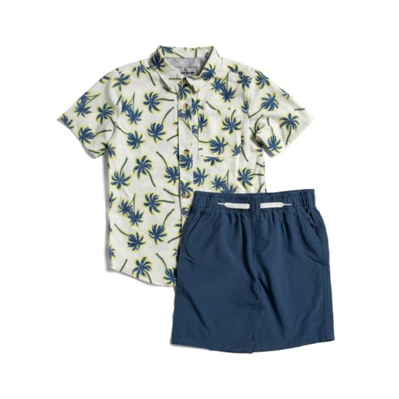 EDDIE BAUER multi Boys 2pc Woven Shirt And Tech Short Set - Picture 1 of 2